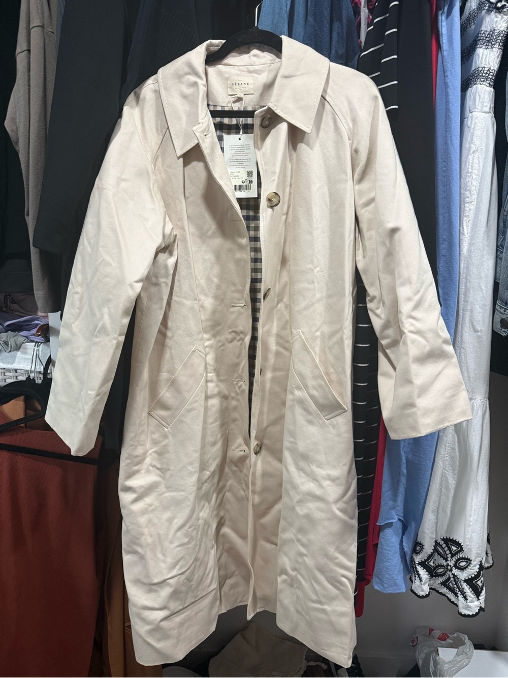 Sézane Clyde coat Light beige Size 10 NWT - Picture 6 of 9
